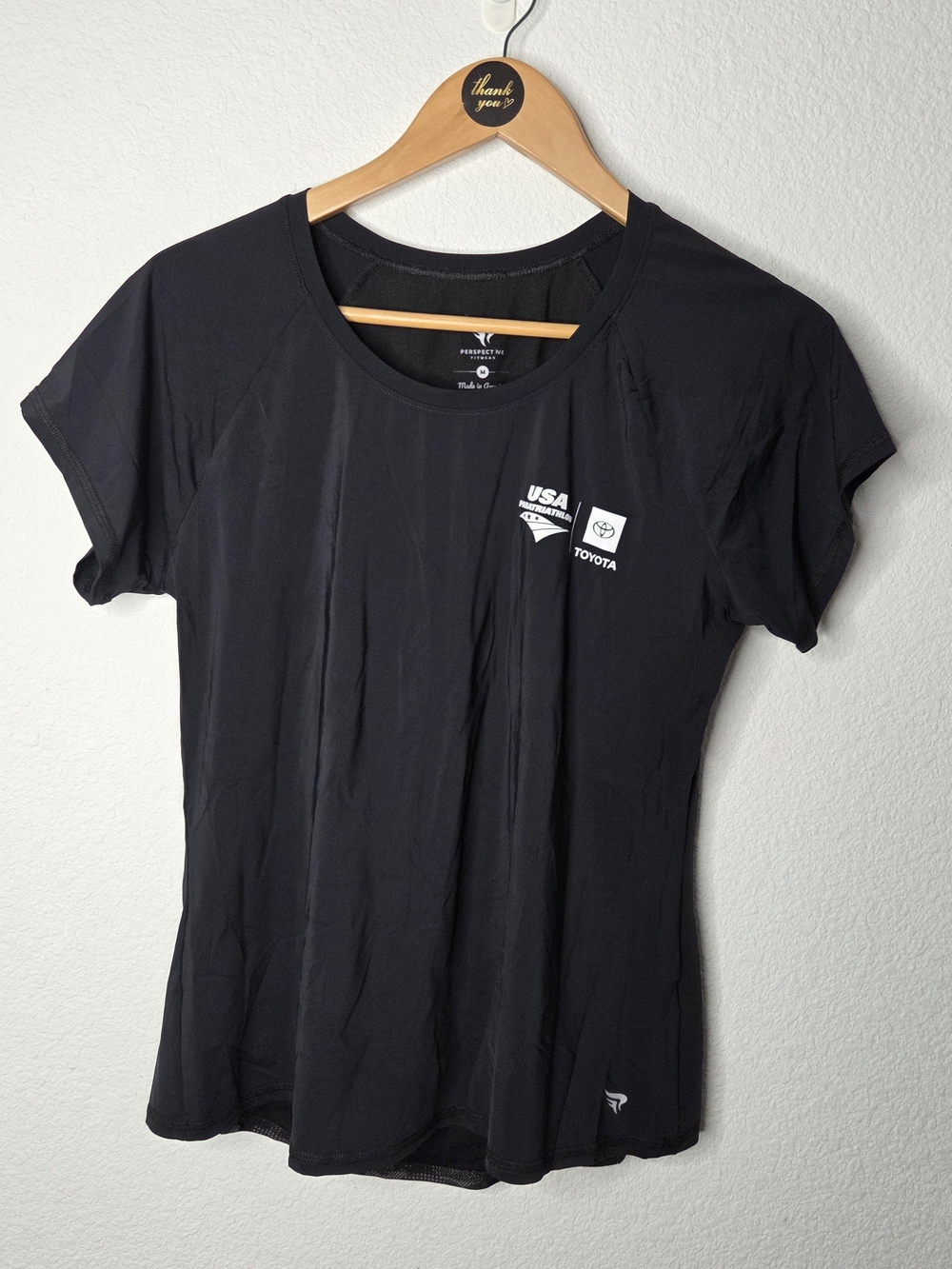 Team USA Performance Black Women's Athletic Tee Triathalon Tee, Size M